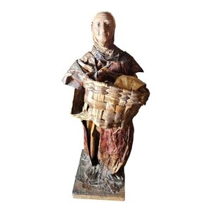 Handcrafted Brown Basket Holder Sculpture